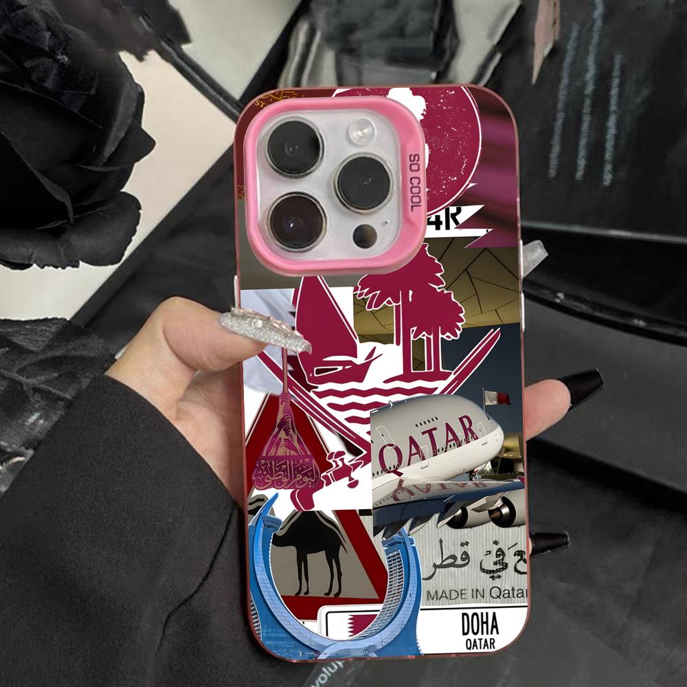 Phone Cases Qatar - Funda Transparente Rosa con la Bandera